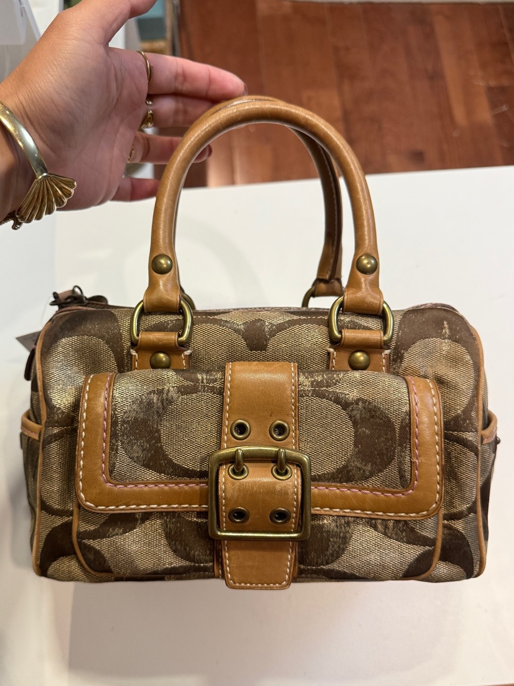 Rare Coach Brown Patterned Satchel Handbag